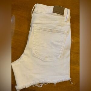 American Eagle Super Stretch Hi Rise Cutoffs Shortie White Jean Shorts Sz 2